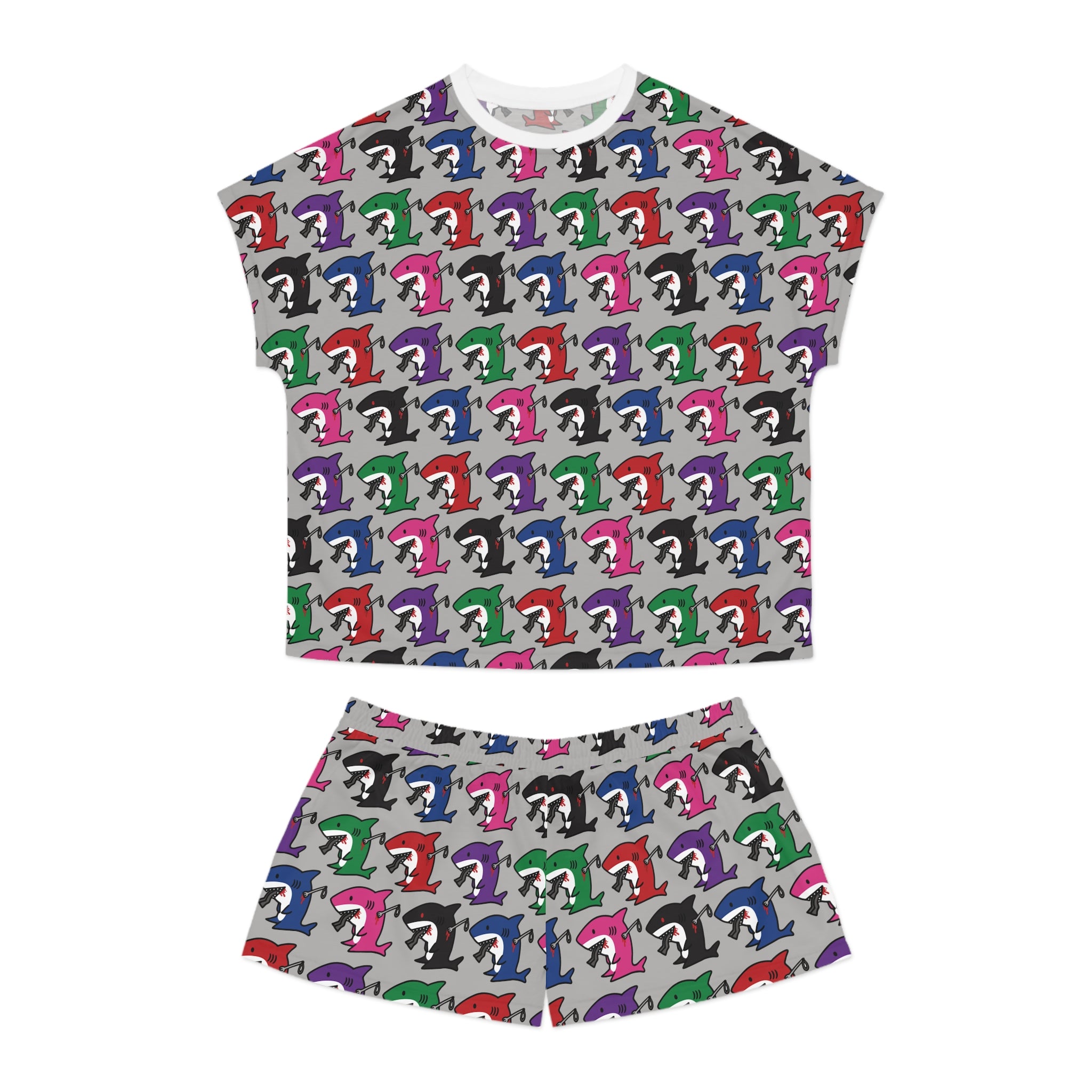 Slit Gill Pattern Pajama Set